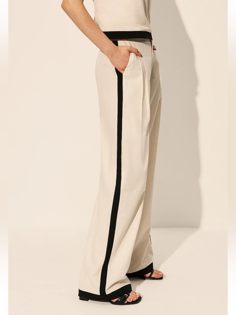 Commense Linen & Cotton Zipper Contrast Binding Pants Set Size XL NWT - Picture 6 of 12
